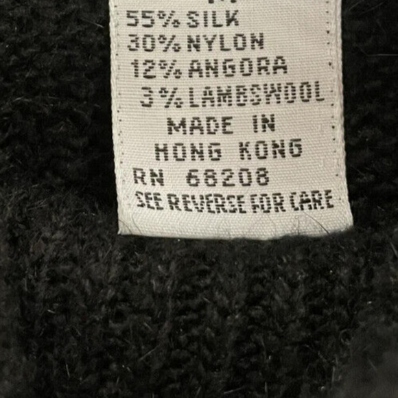 Vintage Susan Bennett Sweater Dress Womens Medium Black Silk Angora Stretch 80s - Picture 12 of 12